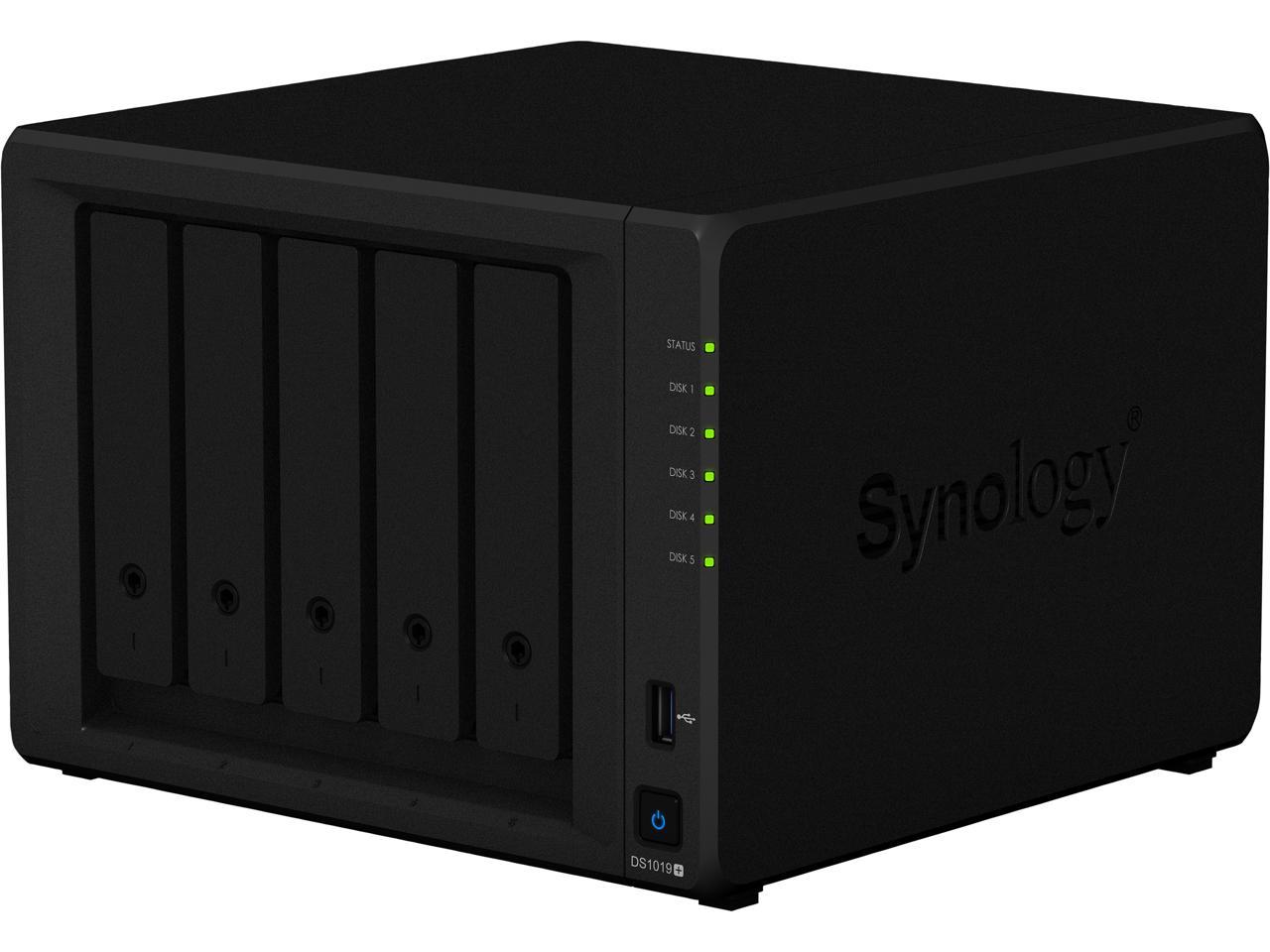 Synology 5 bay NAS DiskStation DS1019+ Diskless 5-bay; 8GB DDR3L 