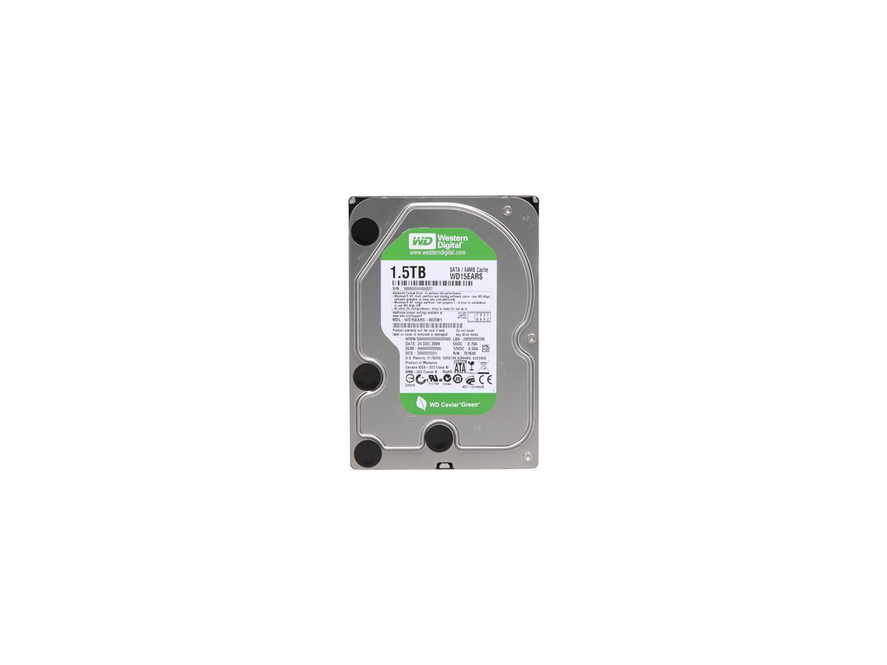 Western Digital WD Green WD15EARS-20PK 1.5TB 64MB Cache SATA 3.0Gb/s 3. ...