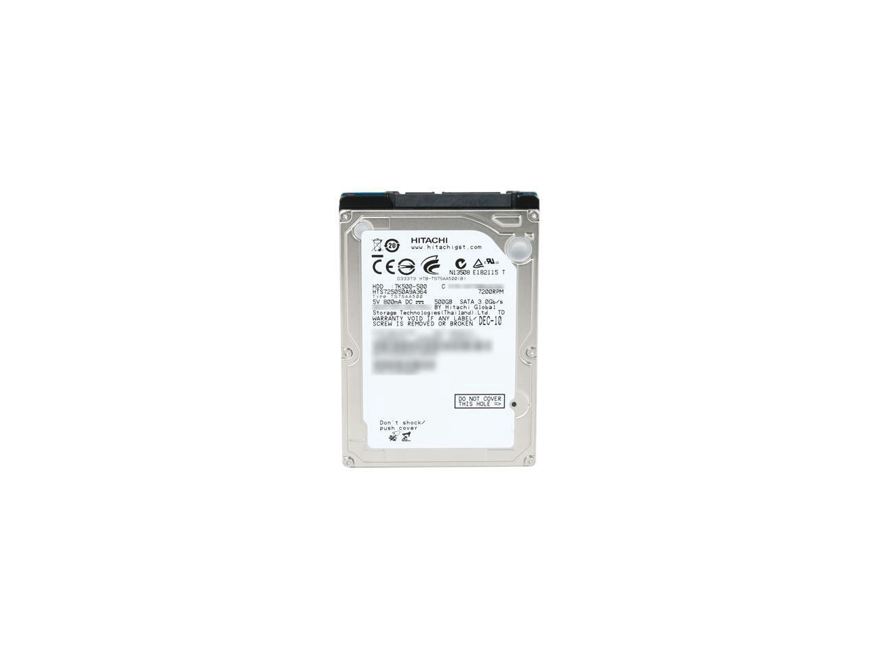 Hitachi GST Travelstar 7K500 HTS725050A9A364 (0A72335) 500GB 7200 RPM ...