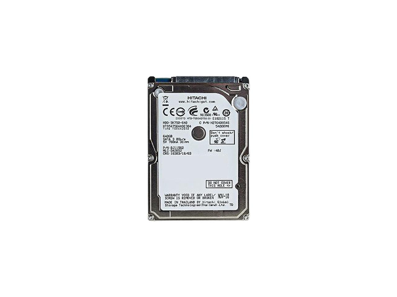 Refurbished: Hitachi GST HTS547564A9E384 640GB 5400 RPM 8MB Cache SATA ...