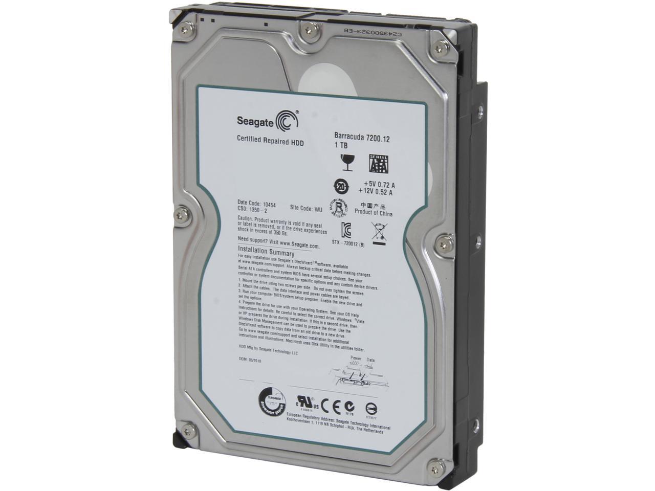 Refurbished Seagate BarraCuda 7200.12 ST31000528AS 1TB 7200 RPM 32MB Cache SATA 3.0Gb/s 3.5