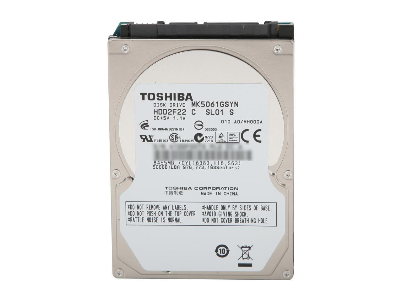 TOSHIBA MK5061GSYN 500GB 7200 RPM 16MB Cache SATA 3.0Gb/s 2.5