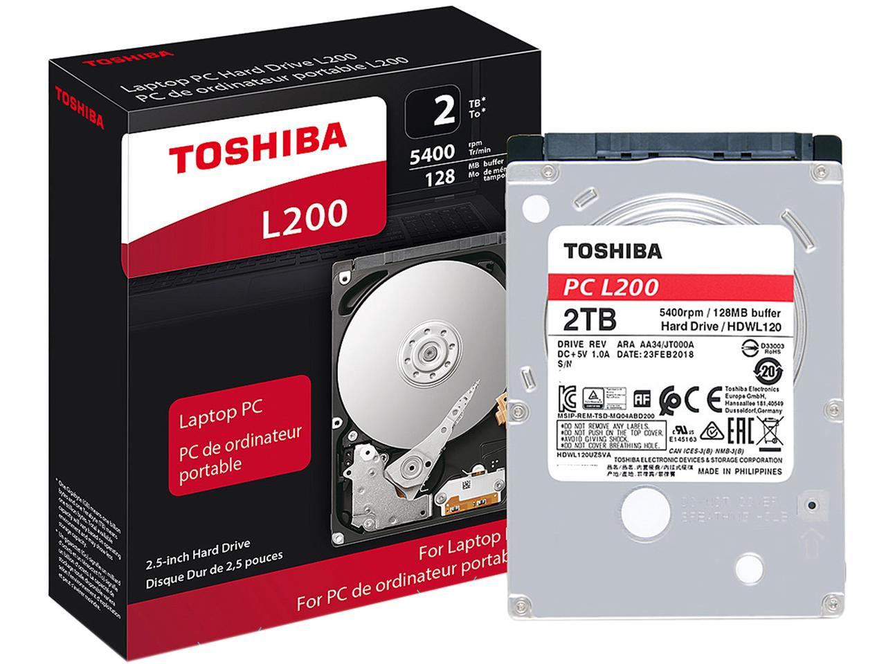 Toshiba L200 2TB Laptop PC Internal Hard Drive 5400 RPM SATA 6Gb/s