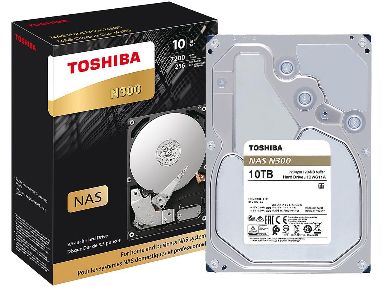 TOSHIBA N300 HDWG11AXZSTA 10TB 7200 RPM 256MB Cache SATA 6.0Gb/s 3.5