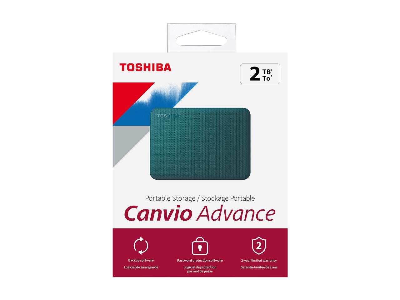TOSHIBA 2TB Canvio Advance Portable External Hard Drive USB 3.0 Model HDTCA20XG3AA Green