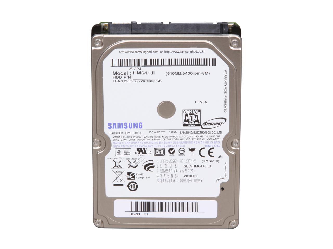 Fitness mor begrænse SAMSUNG Spinpoint M7E HM641JI 640GB 5400 RPM 8MB Cache SATA 3.0Gb/s 2.5"  Internal Notebook Hard Drive Bare Drive - Newegg.com