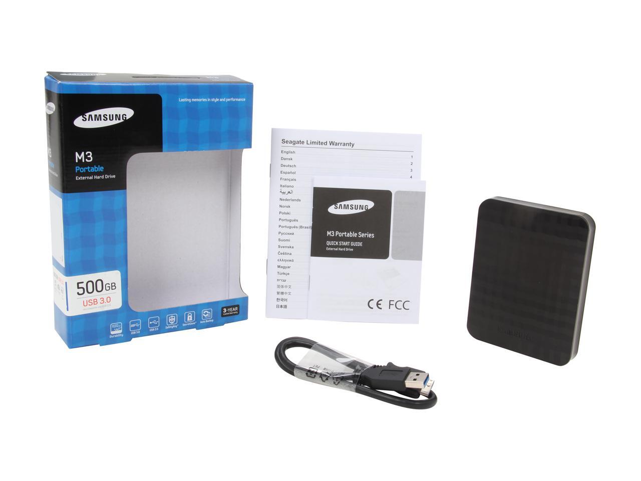 SAMSUNG M3 Portable 500GB USB 3.0 2.5" External Hard Drive Black ...