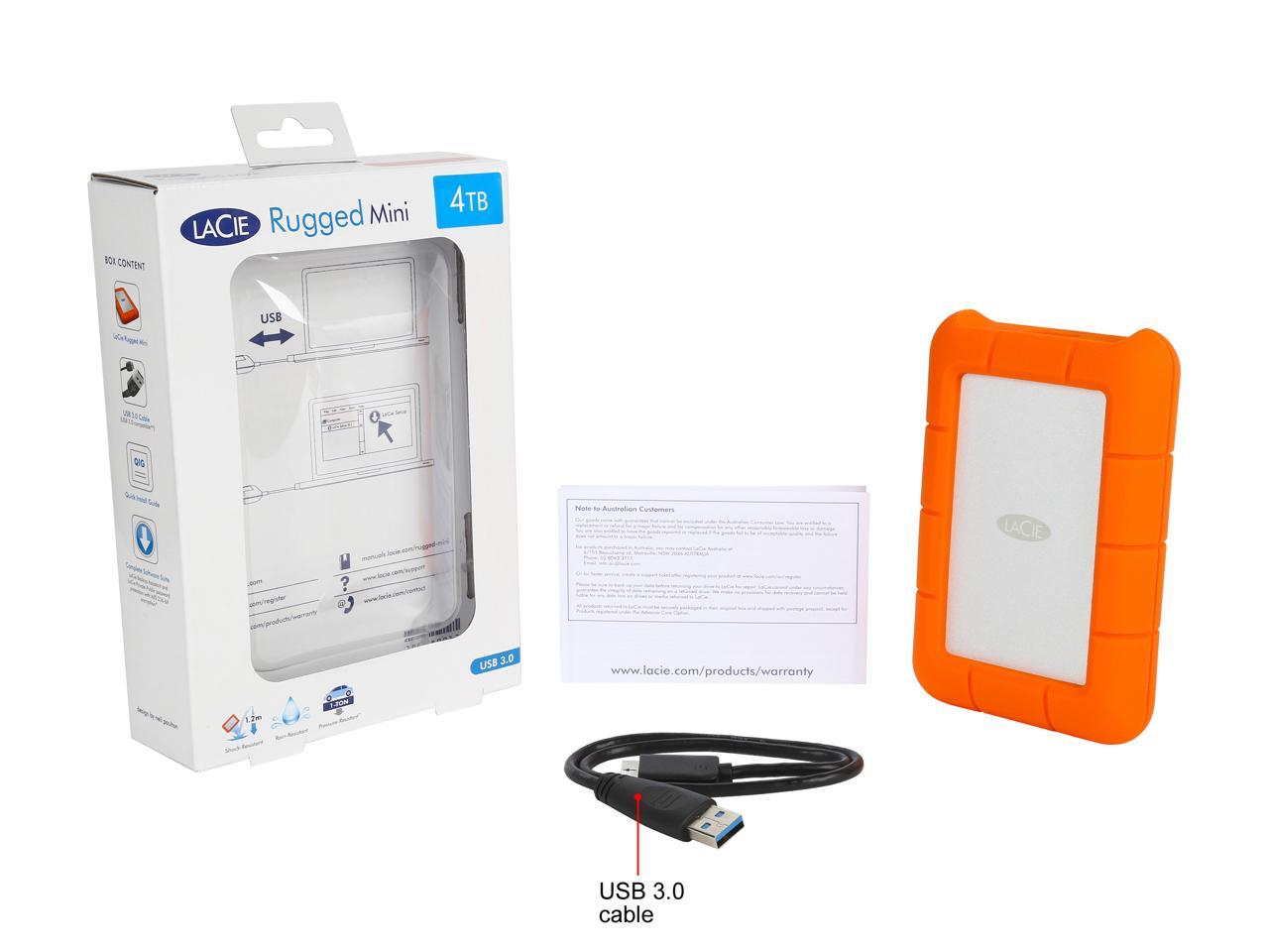 LaCie 4TB Rugged Mini External Hard Drive USB 3.0 Model LAC9000633 Orange