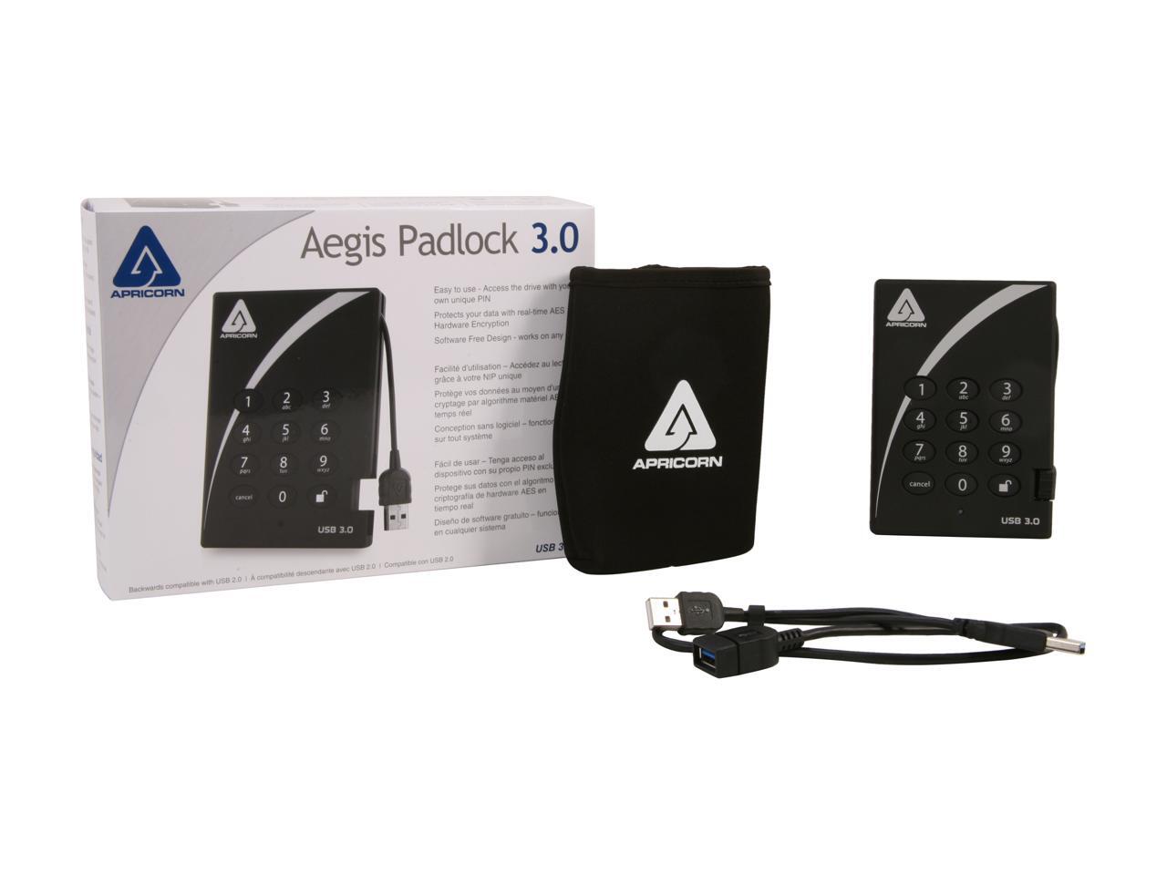 APRICORN 1TB Aegis Padlock External Hard Drive with 256bit AES