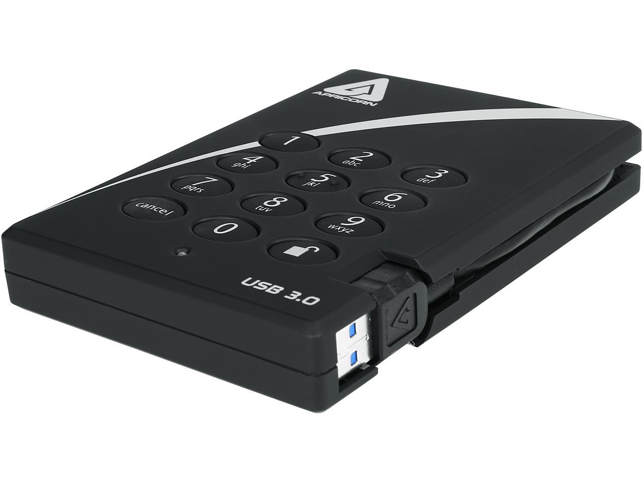 APRICORN 2TB Aegis Padlock Portable Hard Drive USB 3.0 Model A25-3PL256-2000  Black - Newegg.com