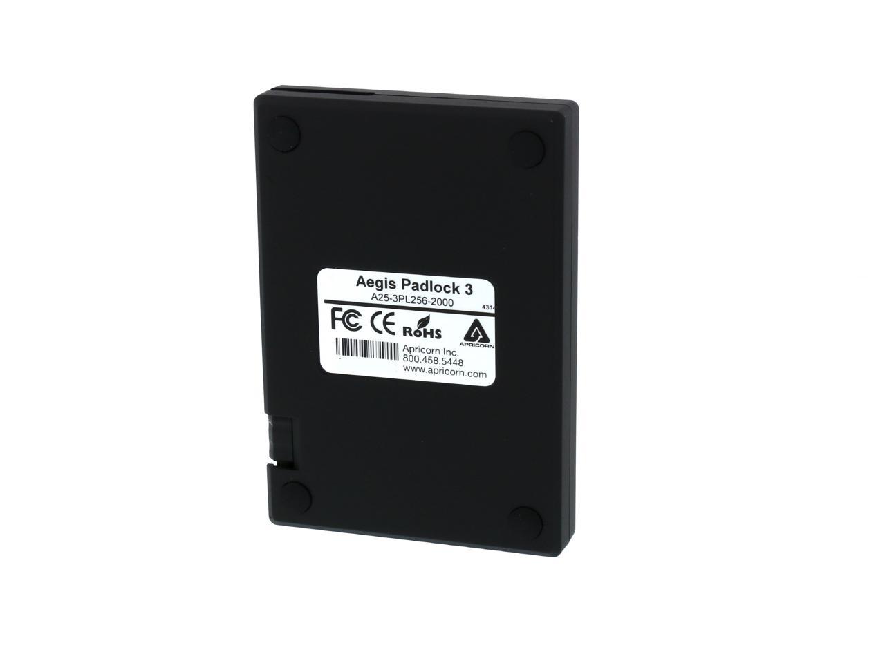 APRICORN 2TB Aegis Padlock Portable Hard Drive USB 3.0 Model A25-3PL256-2000  Black - Newegg.com