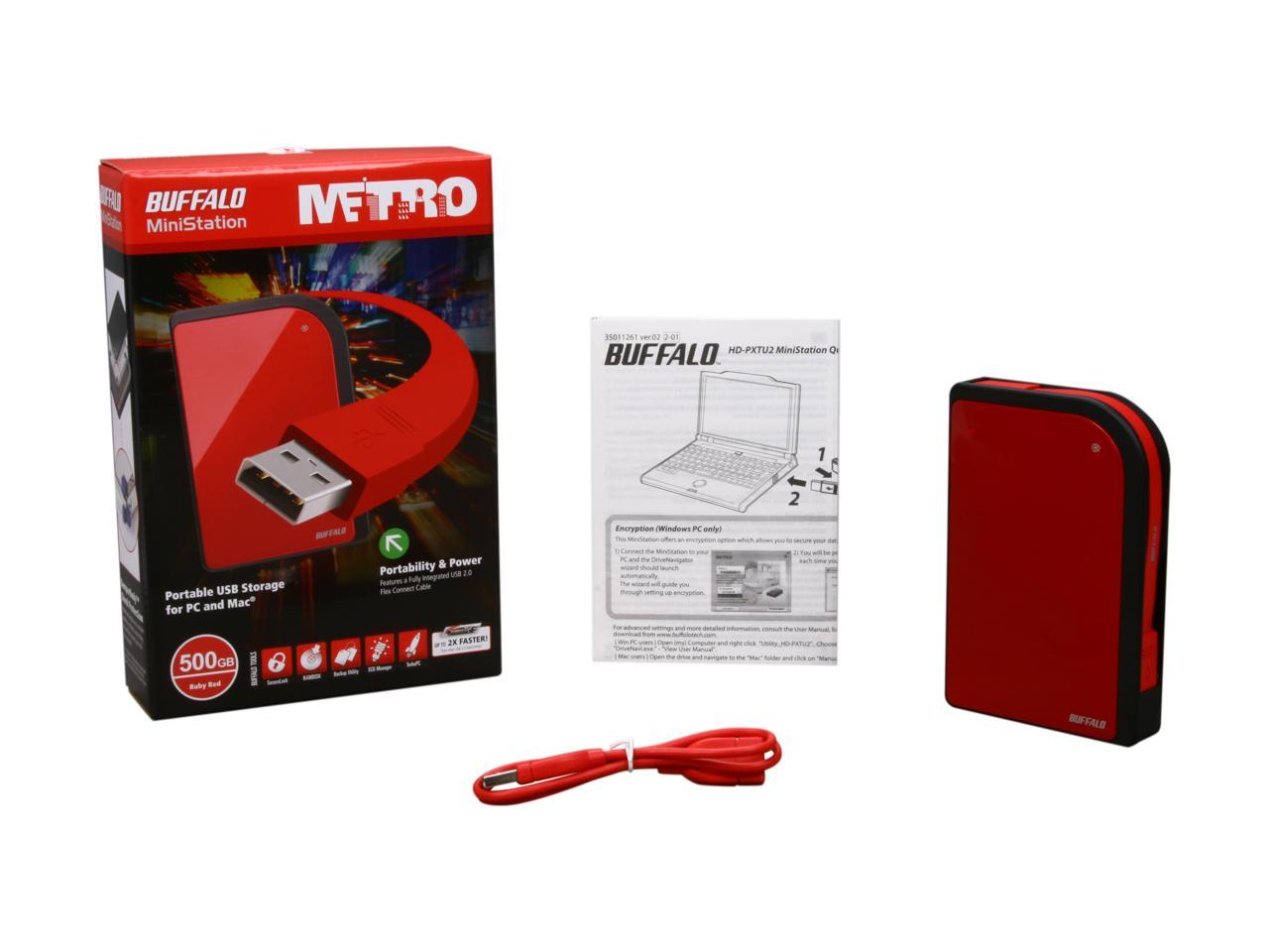 BUFFALO Metro 500GB USB 2.0 2.5" Portable Hard Drive Ruby Red - Newegg.com