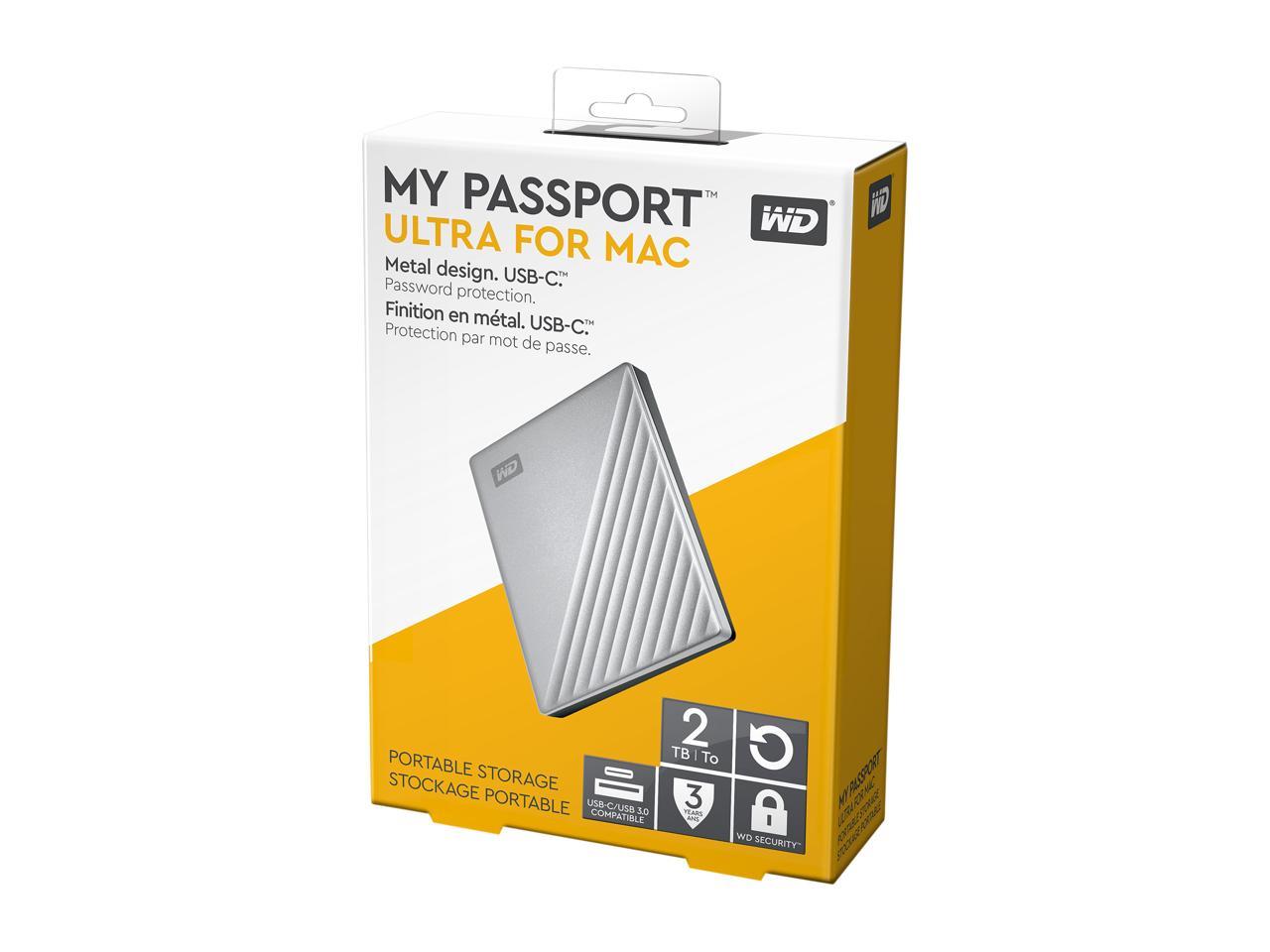Argenté 2 To WD My Passport Ultra Disque dur externe portable USB-C 