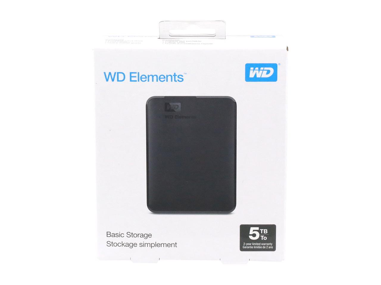 WDBU6Y0050BBK-WESN USB 3.0 WD 5TB Elements Portable External Hard Drive 