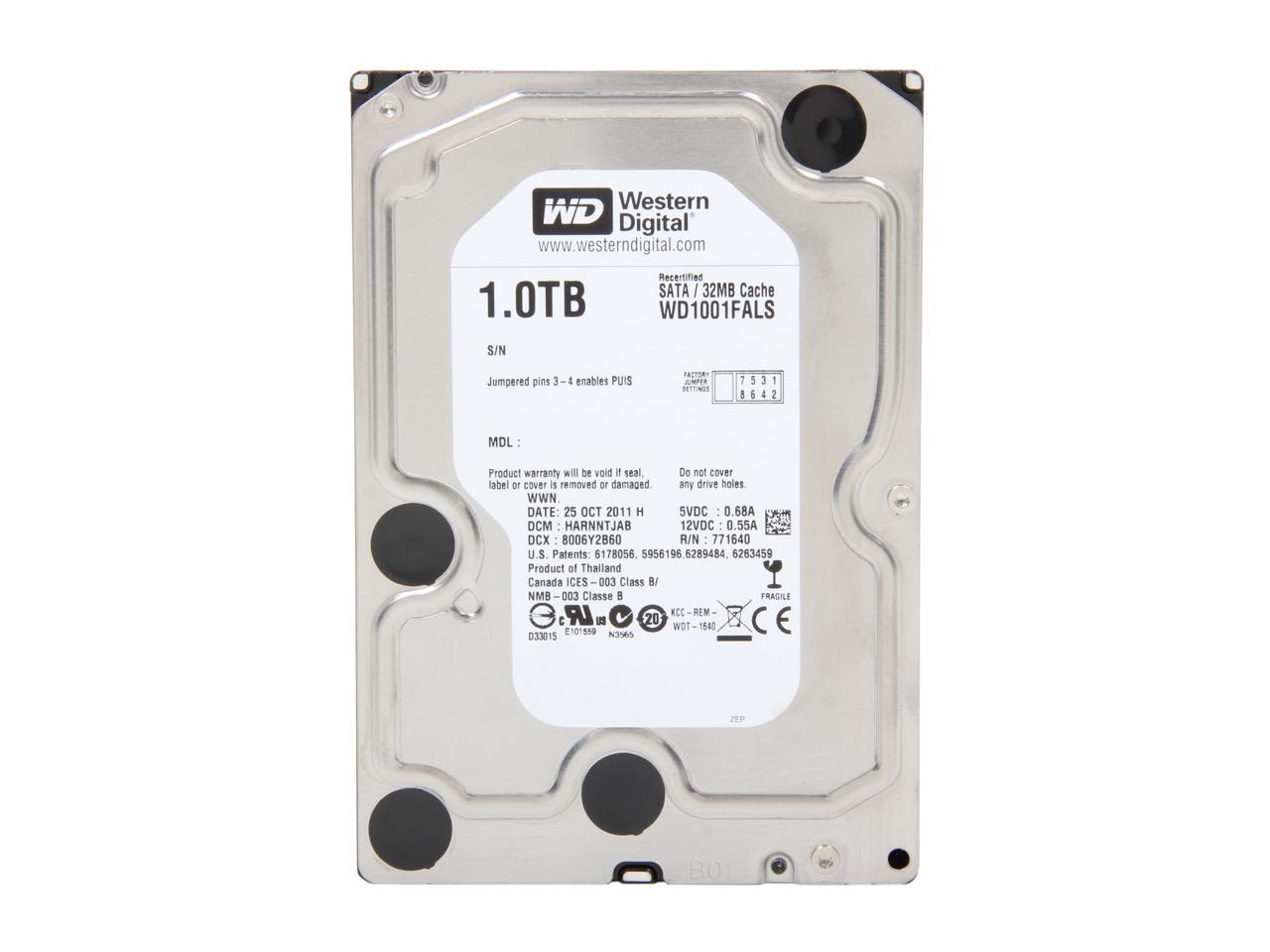 Refurbished: Wd Black Wd1001fals 1tb 7200 Rpm 32mb Cache Sata 3.0gb S 3 