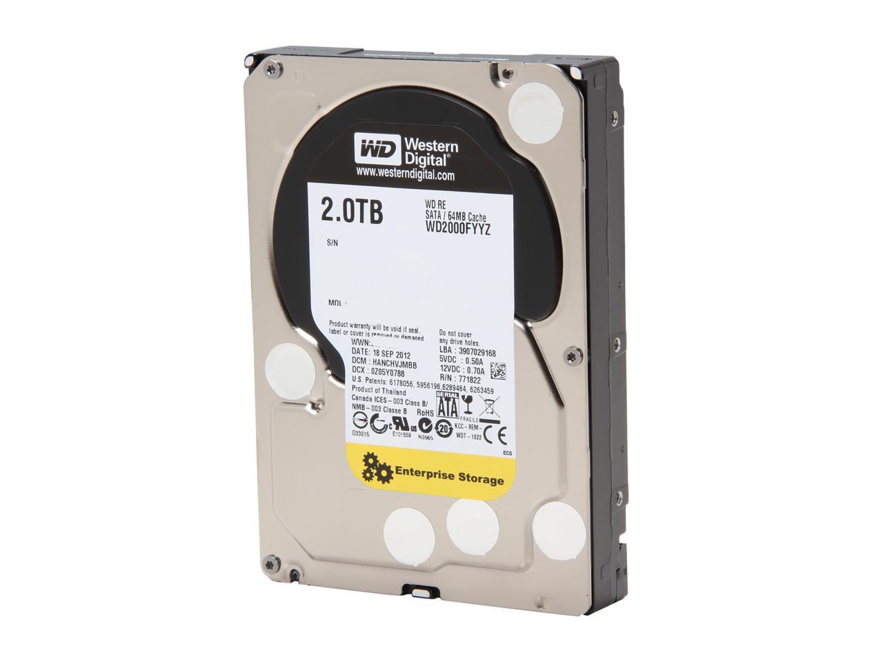 WD RE WD2000FYYZ 2TB 7200 RPM 64MB Cache SATA 6.0Gb/s 3.5