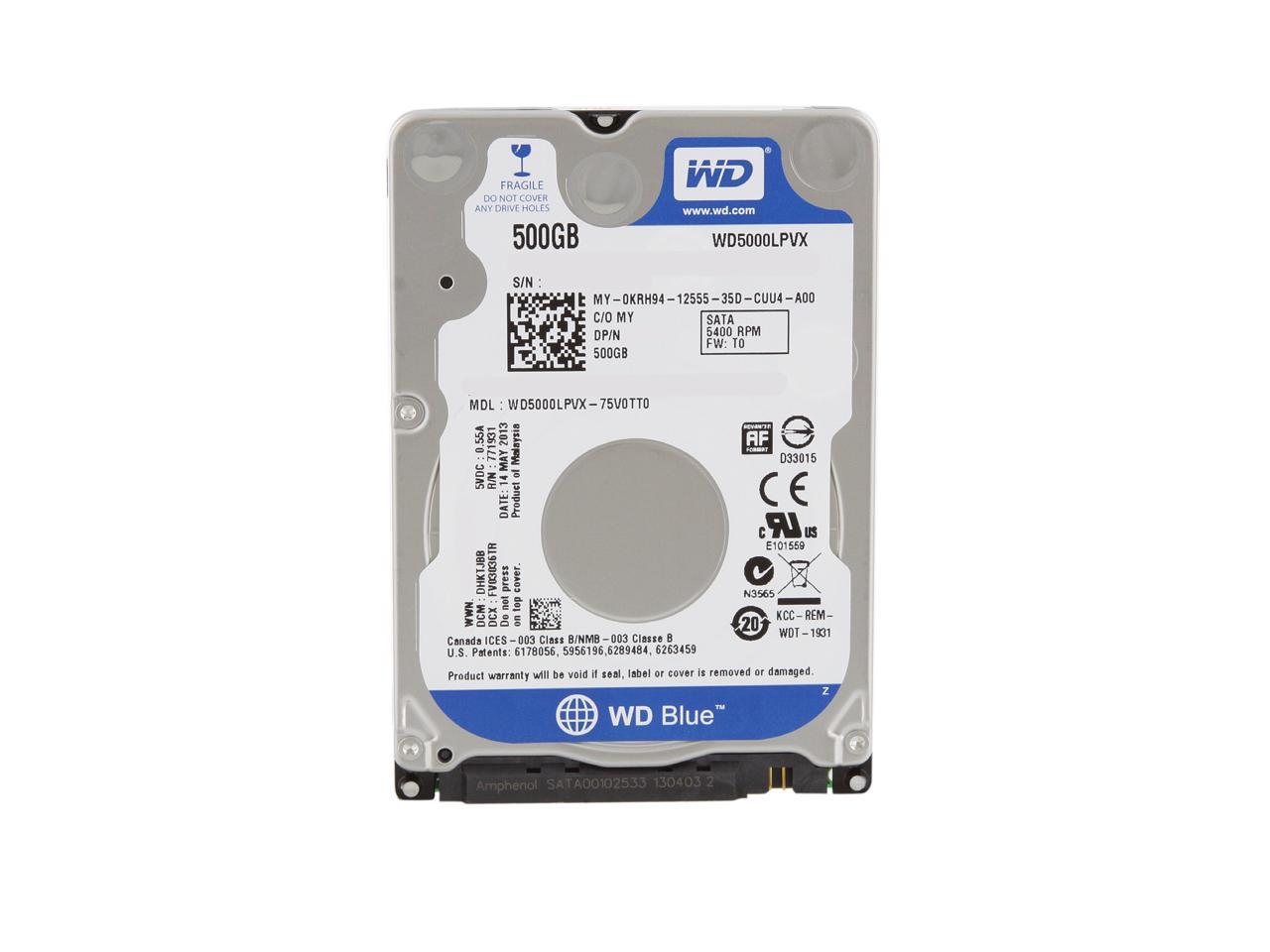 WD5000LPVT 5400RPM 7mm Sata Western Digital 2.5" 500GB Hard Drive 