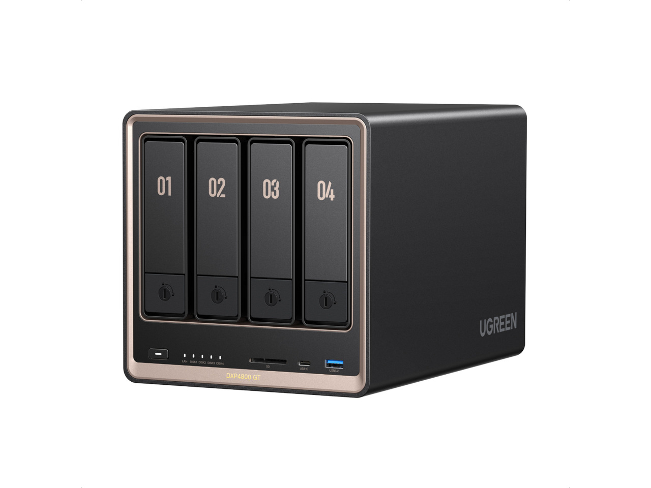 UGREEN NASync DXP4800 GT 4-bay NAS, AMD Ryzen Embedded R2514, Dual 10GbE GbE LAN, Dual M.2 NVMe SSD Slots, Diskless