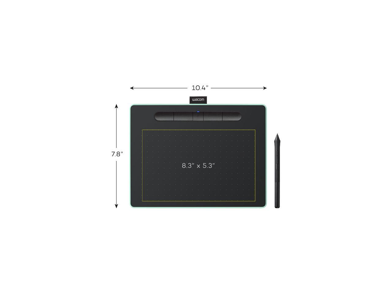 10.4 x 7.8 Black with Pistachio Accent Wacom Intuos Wireless Graphic Tablet with 3 Bonus Software Included CTL6100WLE0 
