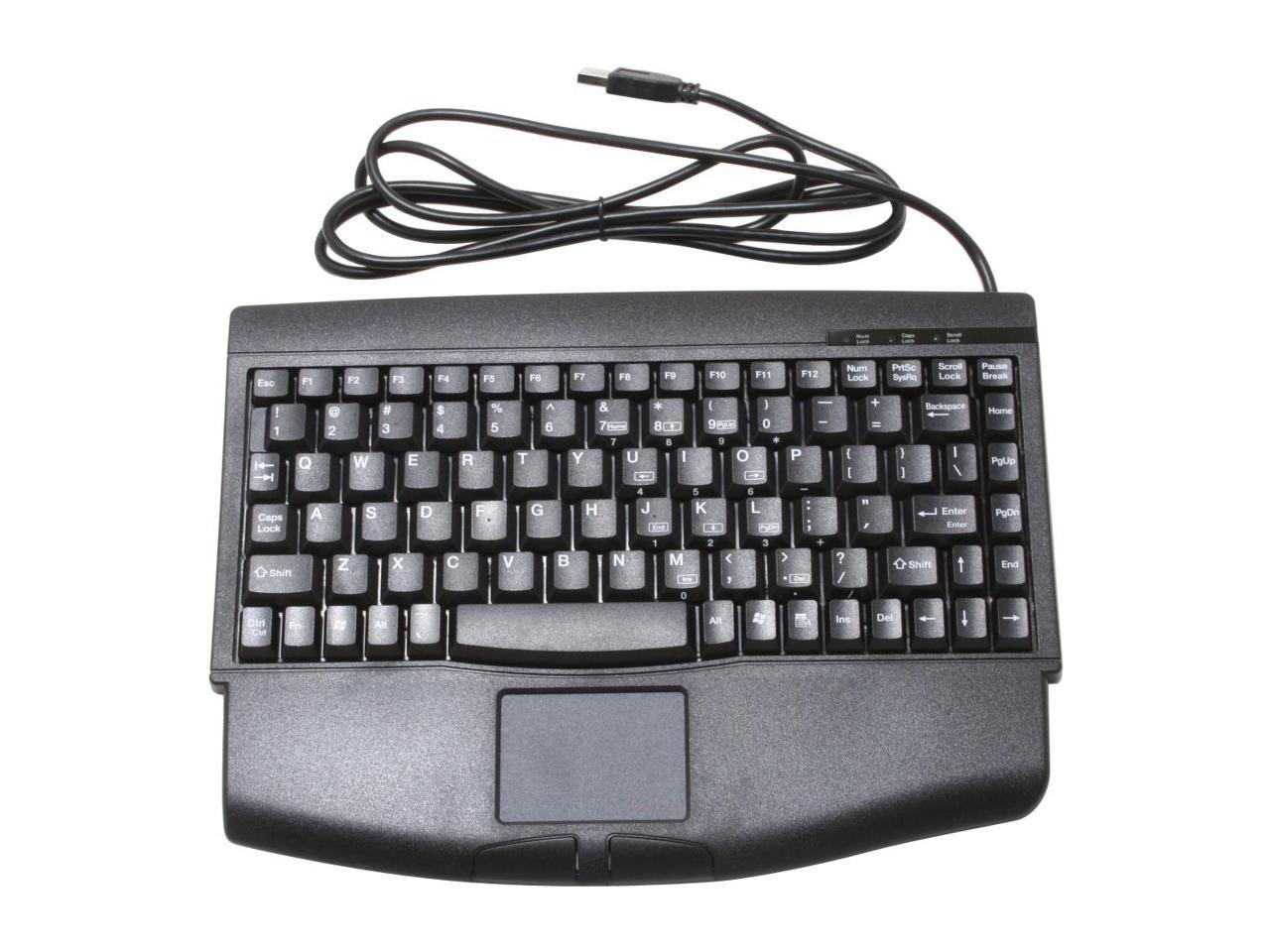 SolidTek KB-540BU Black USB 88 keys Mini Keyboard with Touchpad built