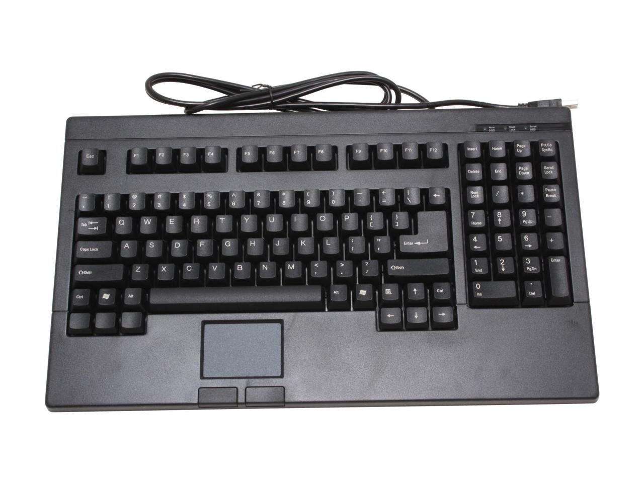 SolidTek KB730BU Black USB fullsize Keyboard with Touchpad built in as