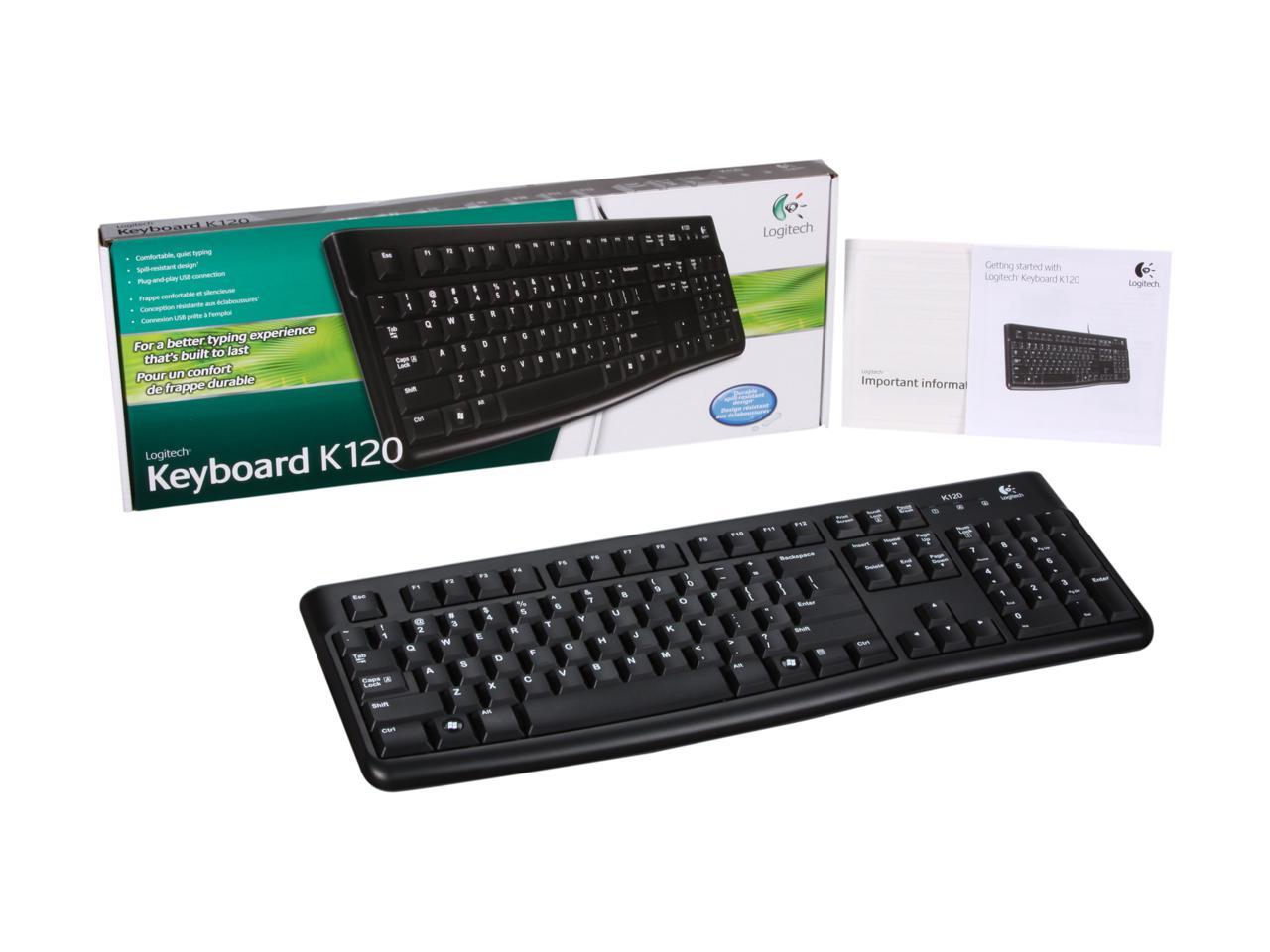 Logitech K120 Wired Keyboard for Windows, Plug and Play, Full-Size, Spill-Resistant, Space Bar, Compatible with PC, Laptop - Black - Newegg.com