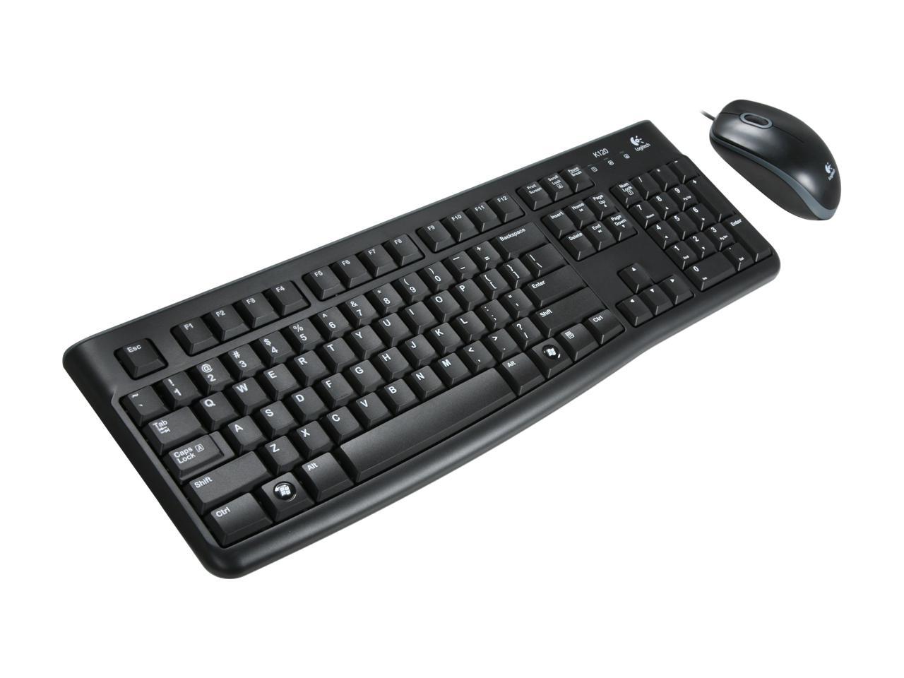 schwarz Optische Maus Logitech MK120 Kabelgebundenes Tastatur-Maus-Set USB-Anschluss US QWERTY-Layout PC/Laptop