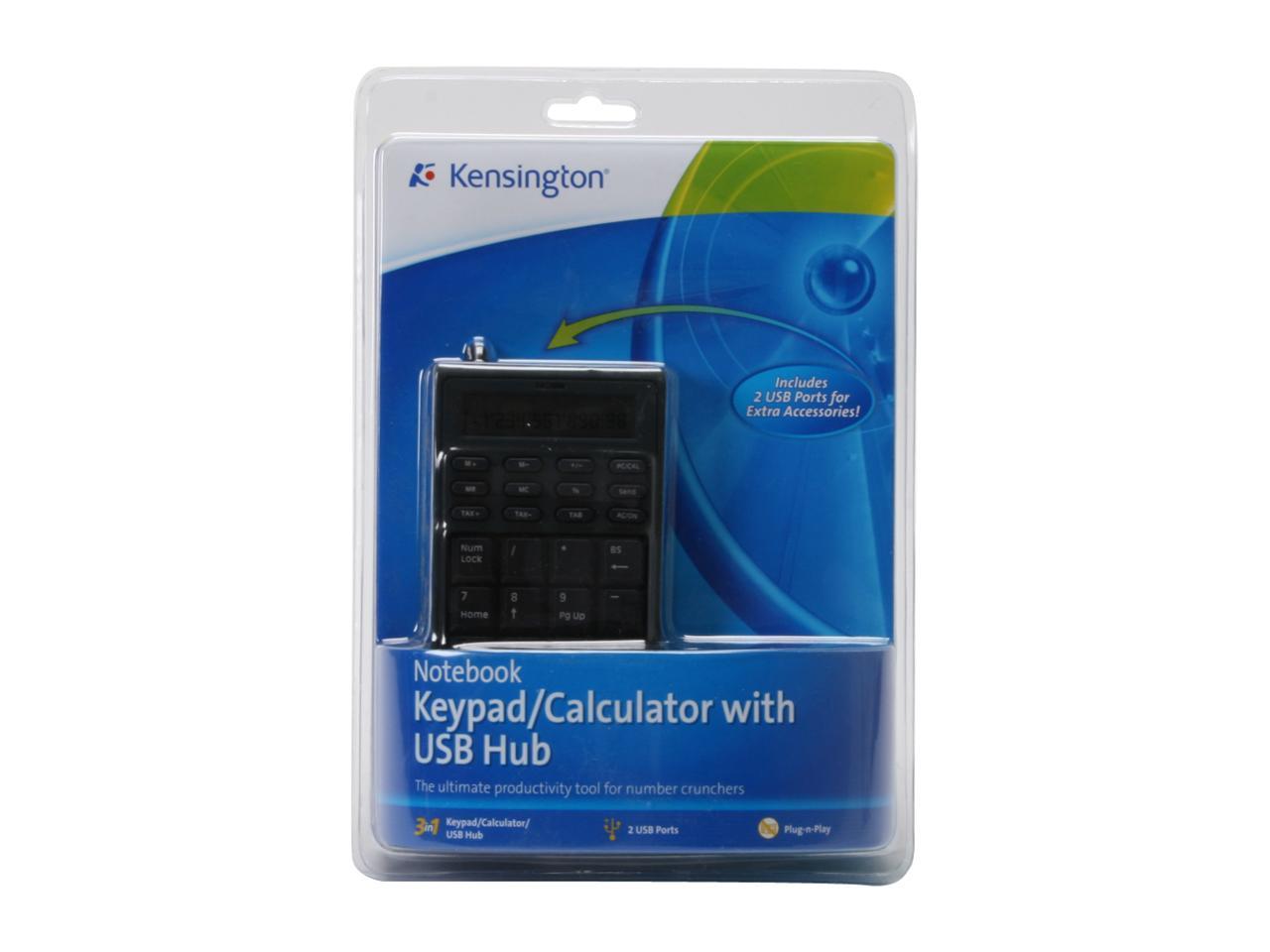 Kensington K72274US Black 19 Normal Keys USB Keypad Calculator Mini  Notebook Keypad/Calculator with USB Hub