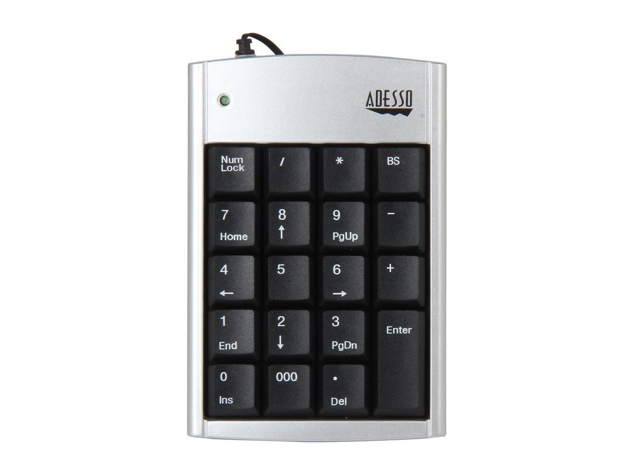Adesso AKP150 19Key Numeric Keypad with Retractable Cord