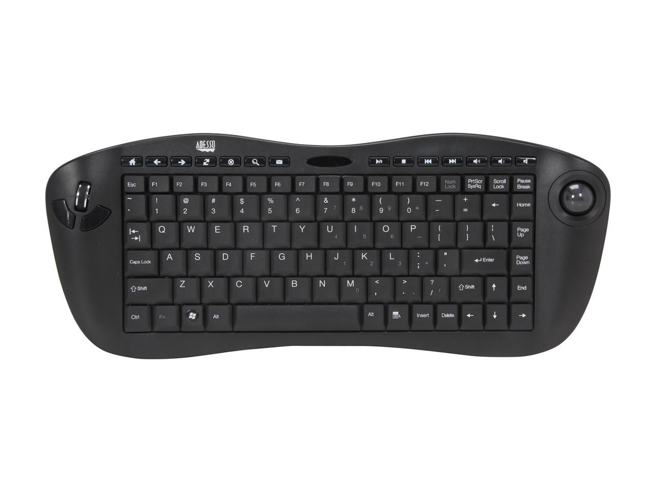 ADESSO WKB3000U Black RF Wireless Mini Trackball Keyboard