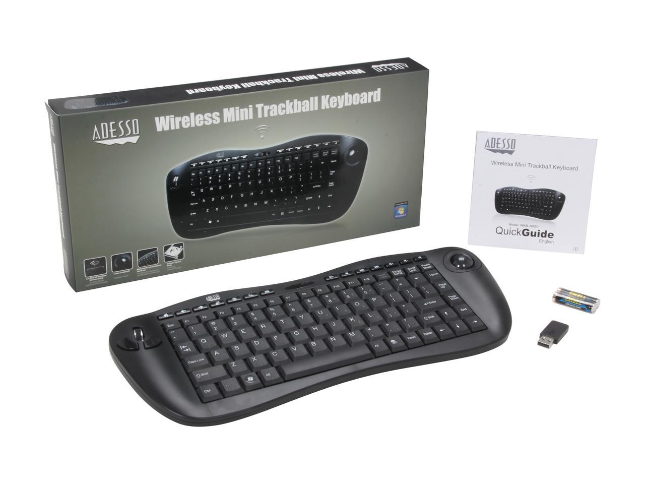 ADESSO WKB-3000U Black RF Wireless Mini Trackball Keyboard - Newegg.com