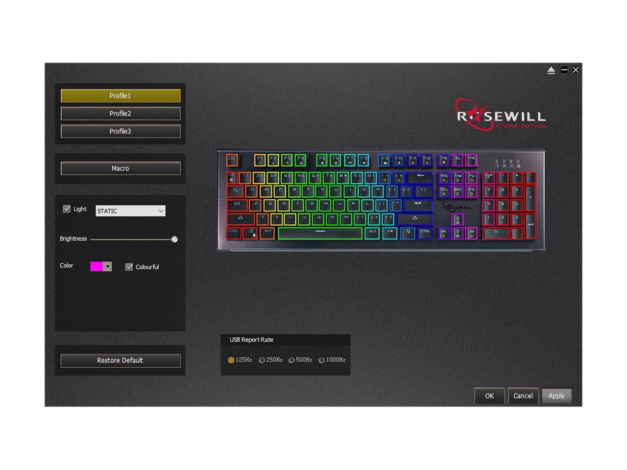 Rosewill Mechanical Gaming Keyboard, 19 RGB Backlit Modes, Dynamic