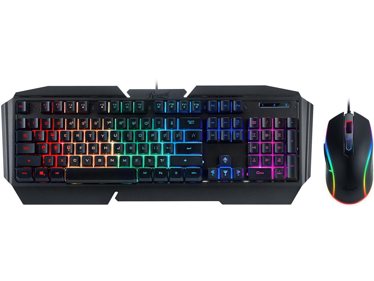Rosewill Gaming Keyboard and Mouse Combo, Mechanical Switch Feel Keyboard  with 9 Pre-Programmed Lighting Effects, On-the-Fly Mouse DPI Setting up to  