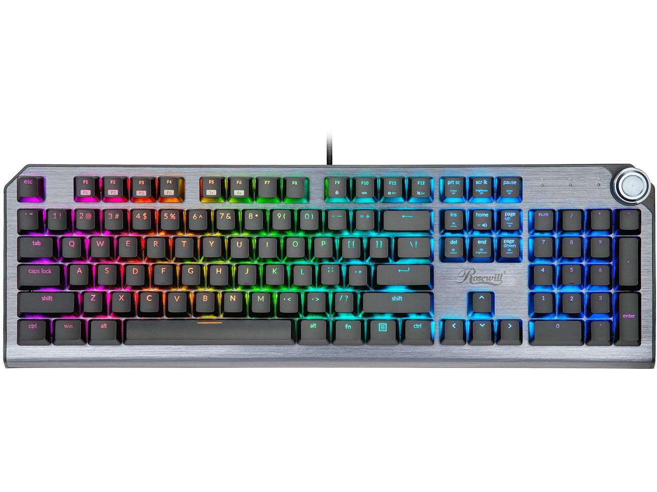 NEON Blue Switches Rosewill Mechanical Gaming Keyboard 22 RGB Backlit Modes 