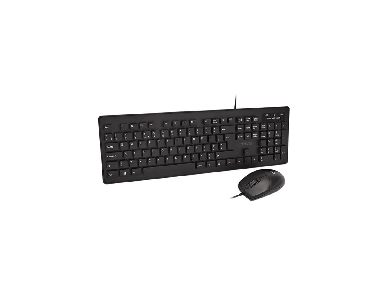 V7 IP68 Washable Antimicrobial Keyboard and Mouse Combo UK Layout