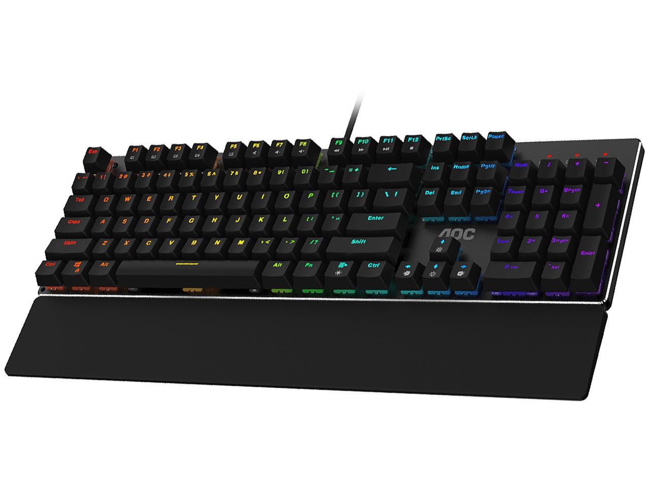 AOC Gaming Full RGB Mechanical Keyboard, 104-Key Outemu Blue Switches ...