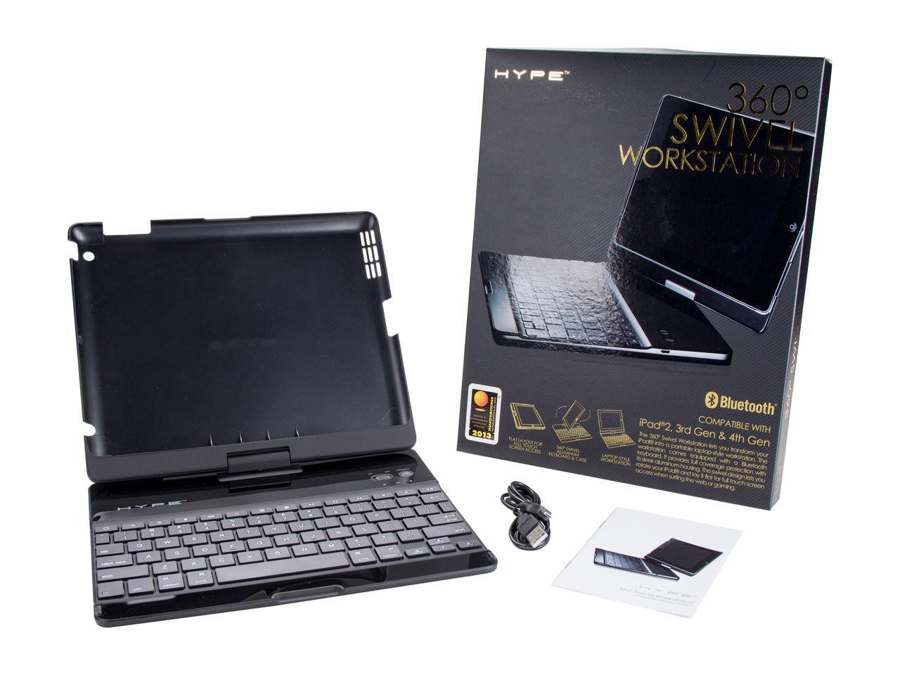 HYPE Ultra Aluminum Swivel Bluetooth Keyboard Workstation, 360 Degree