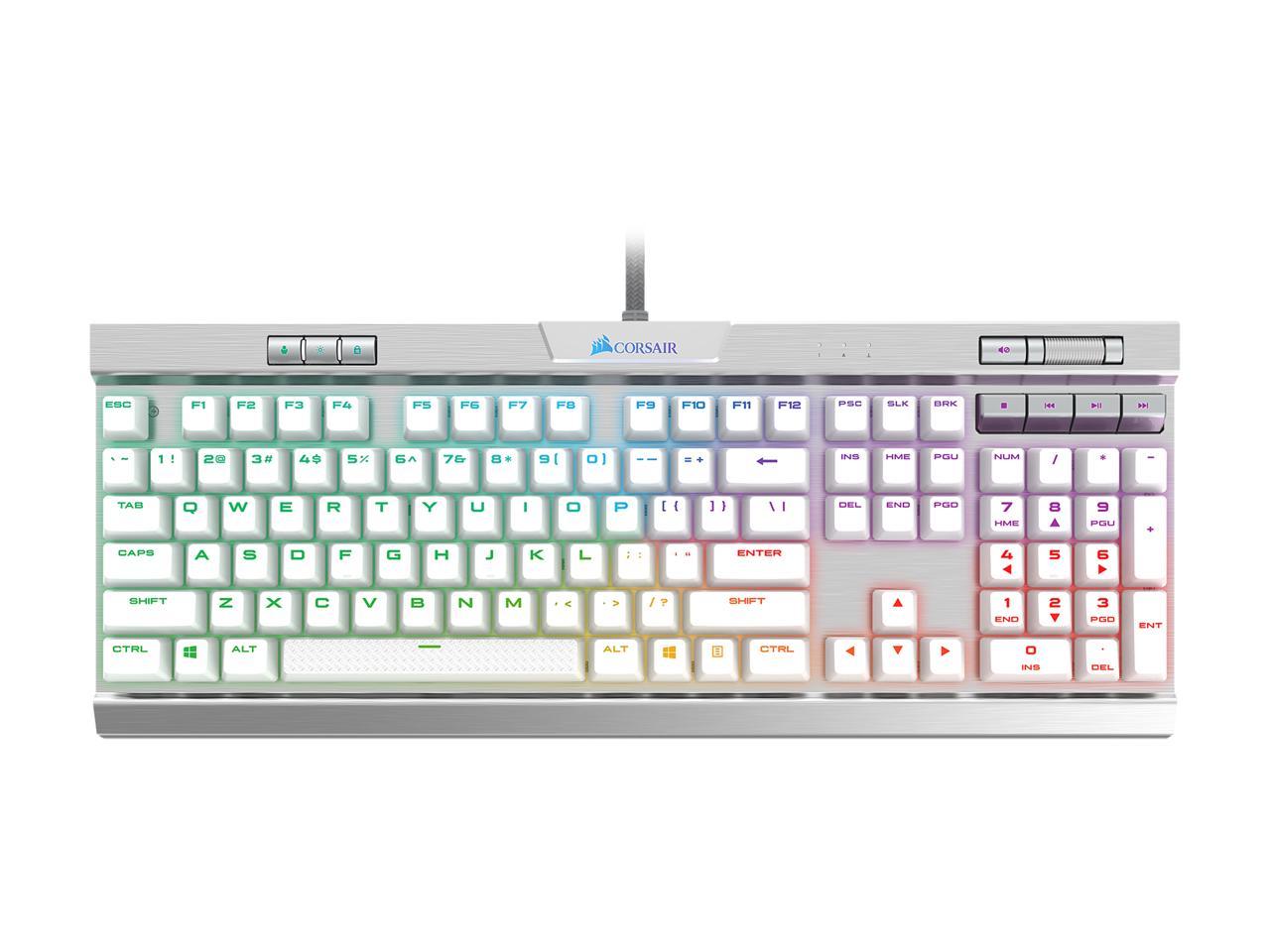 Corsair K70 RGB MK.2 SE Cherry MX Speed Mechanical Gaming Keyboard with Backlit White PBT Keycaps - CH-9109114-NA - Newegg.com