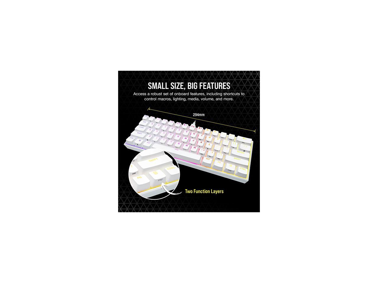 Corsair CH9194114NA K65 RGB MINI 60 Mechanical Gaming Keyboard, Backlit RGB LED, CHERRY MX