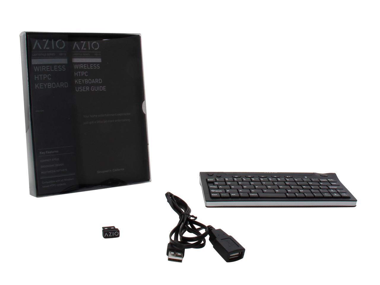 AZIO Wireless HTPC Keyboard KB115 Black 2.4 GHz Wireless (RF) Compact Wireless Home Theater PC