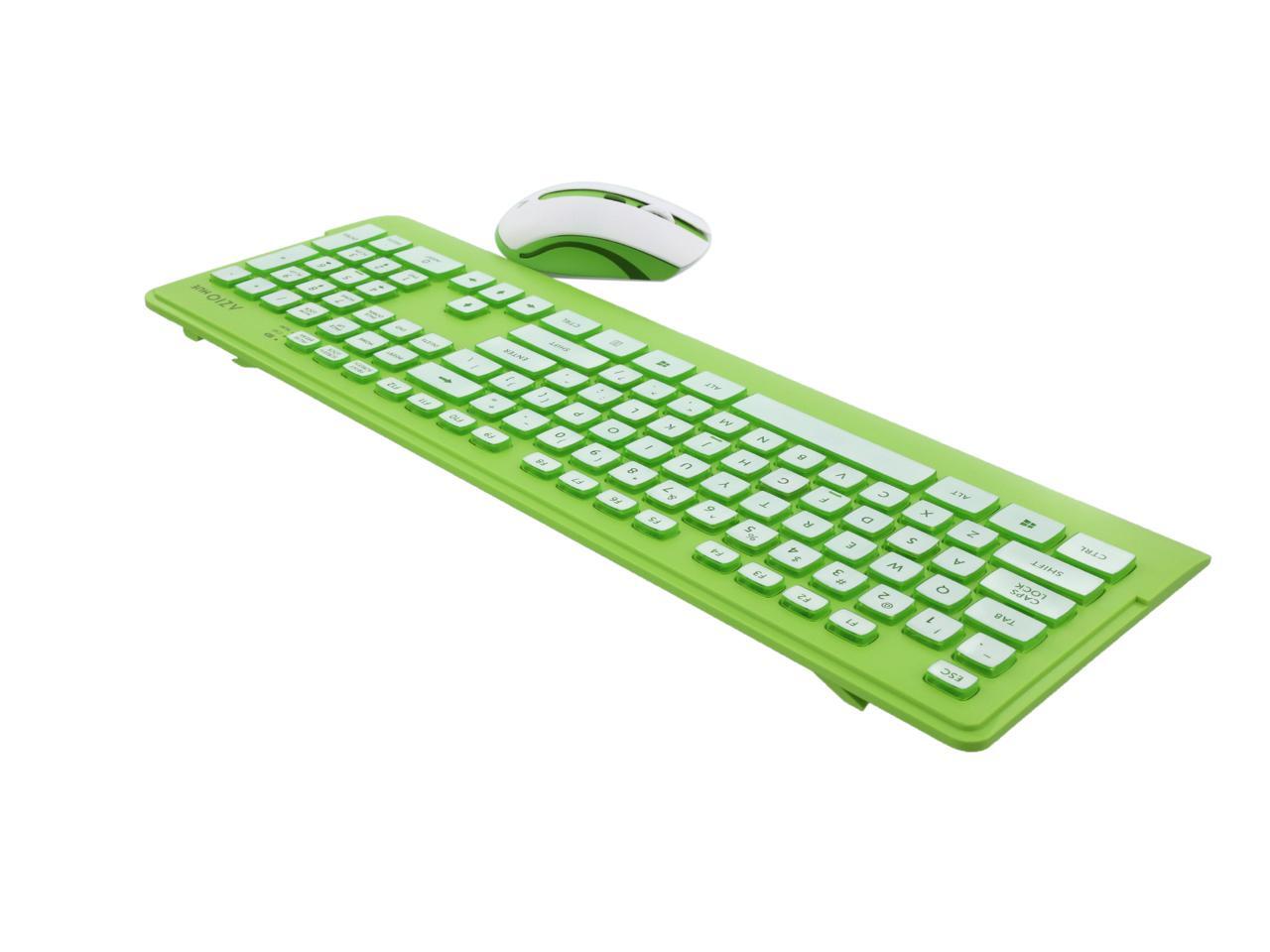 AZIO HUE KM507GN Lime Green RF Wireless Keyboard & Mouse
