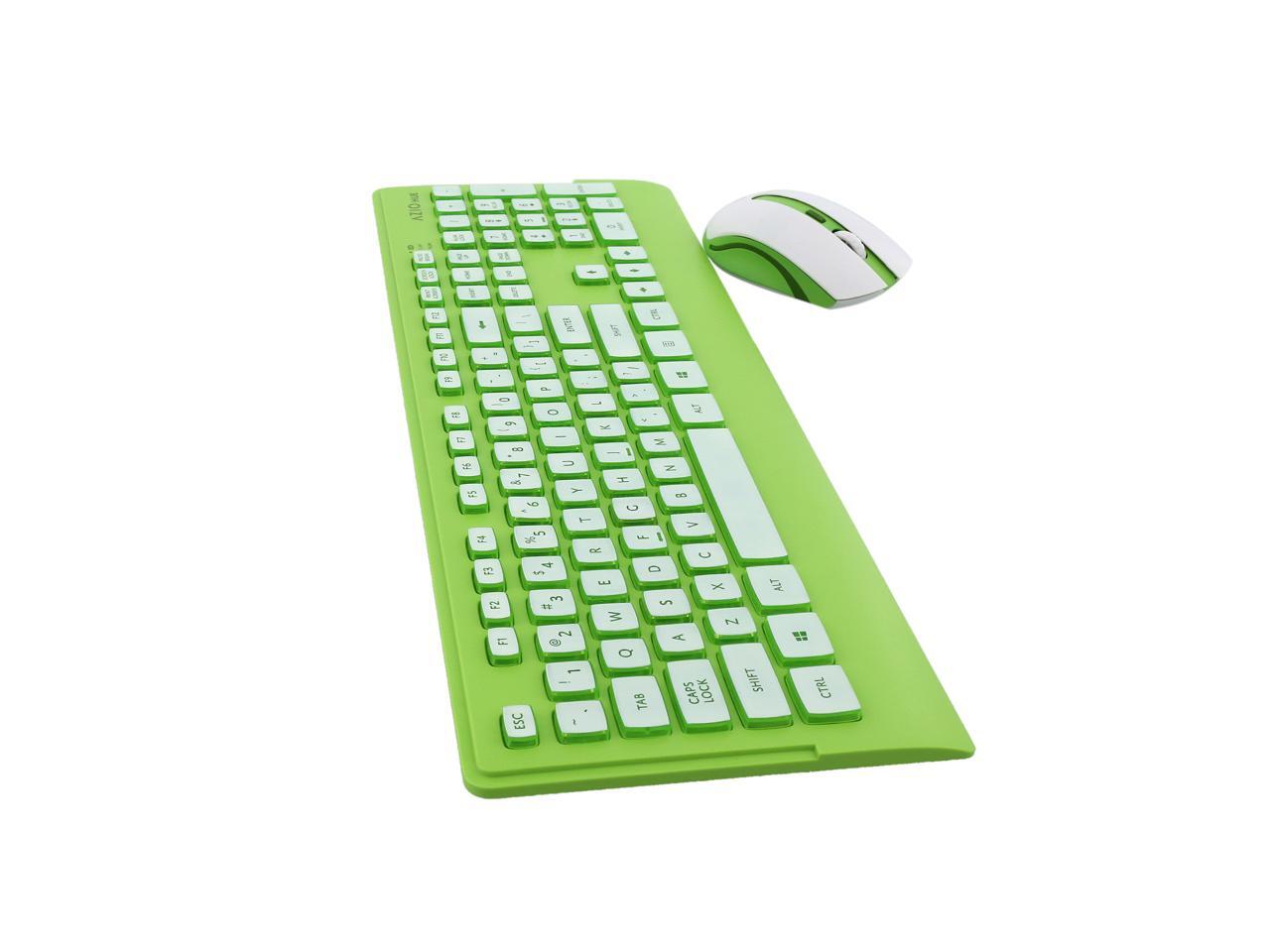 AZIO HUE KM507GN Lime Green RF Wireless Keyboard & Mouse