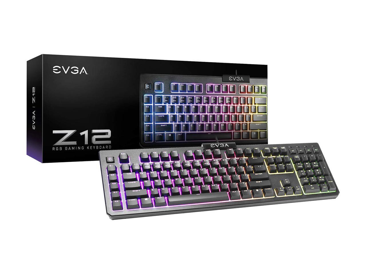 EVGA Z12 RGB Gaming Keyboard, RGB Backlit LED, 5 Programmable Macro ...