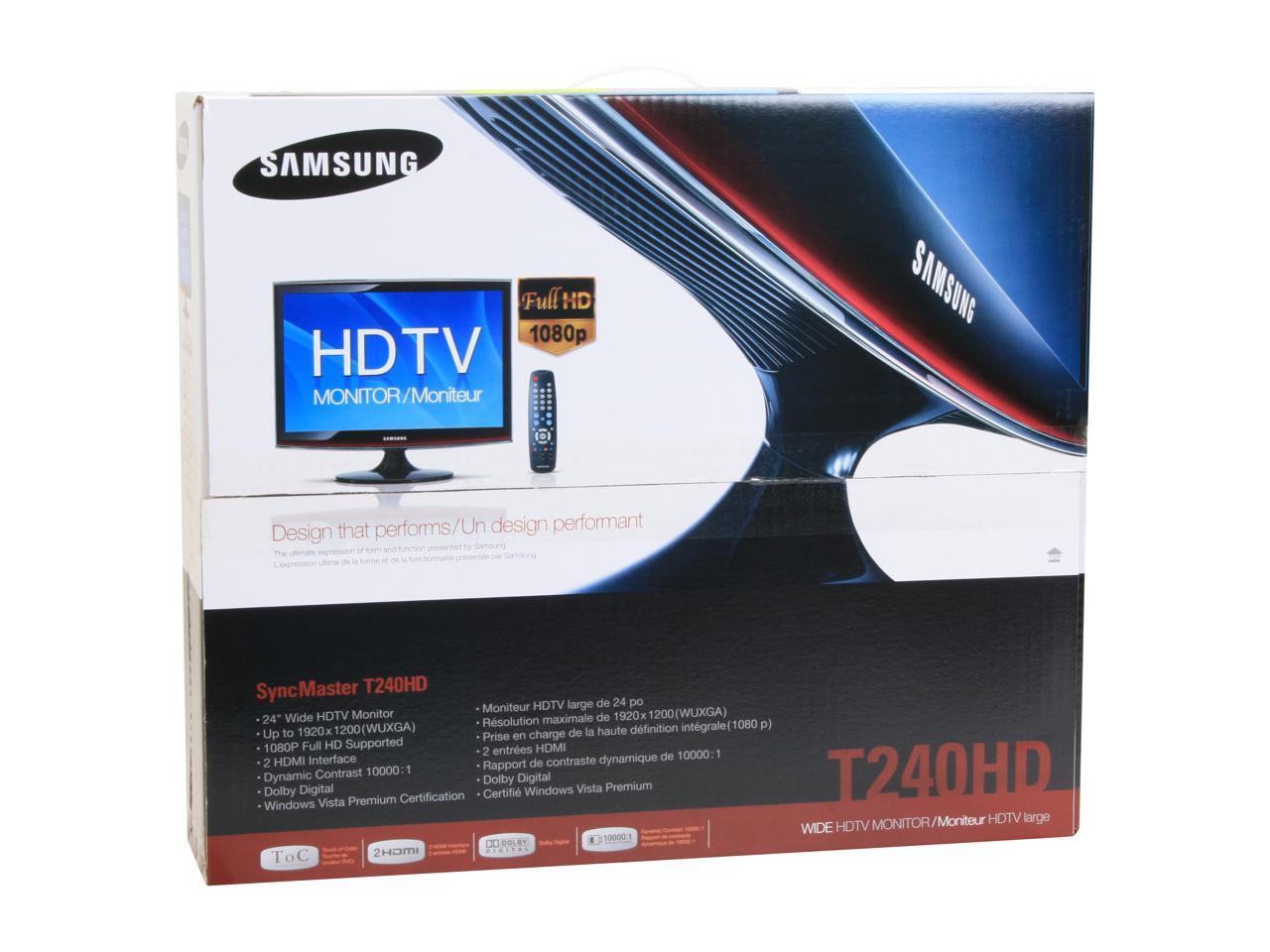 SAMSUNG ToC T240HD RoseBlack 24" 5ms HDMI Widescreen HDTV Monitor 300