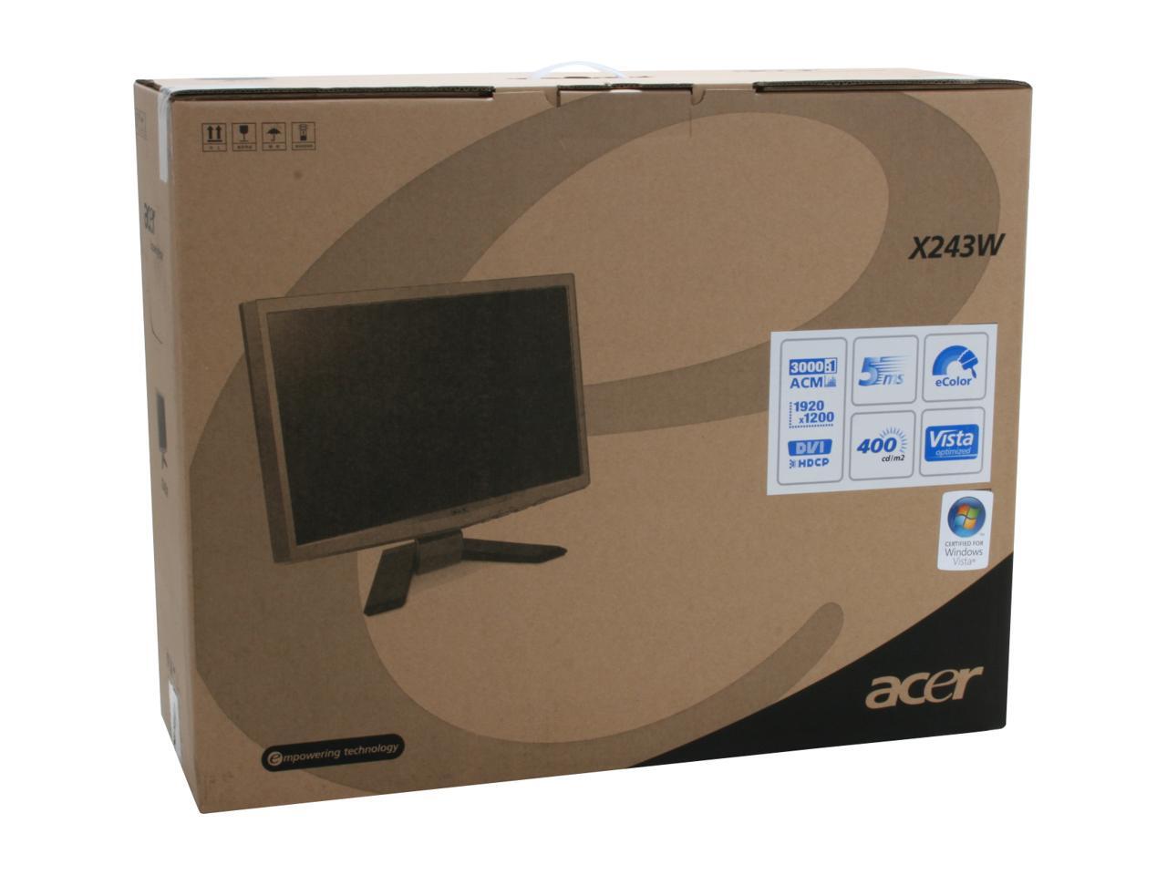 Acer X243Wbd Black 24" 5ms Widescreen LCD Monitor 400 cd/m2 30001 ACM