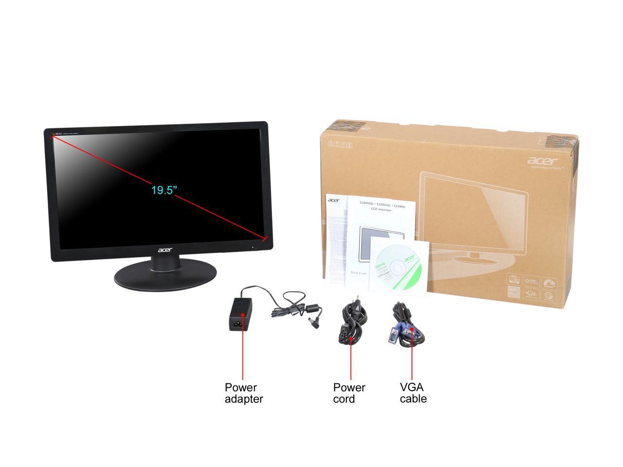 Acer S200HQL 19.5" 1600 x 900 60 Hz D-Sub LCD Monitor - Newegg.com