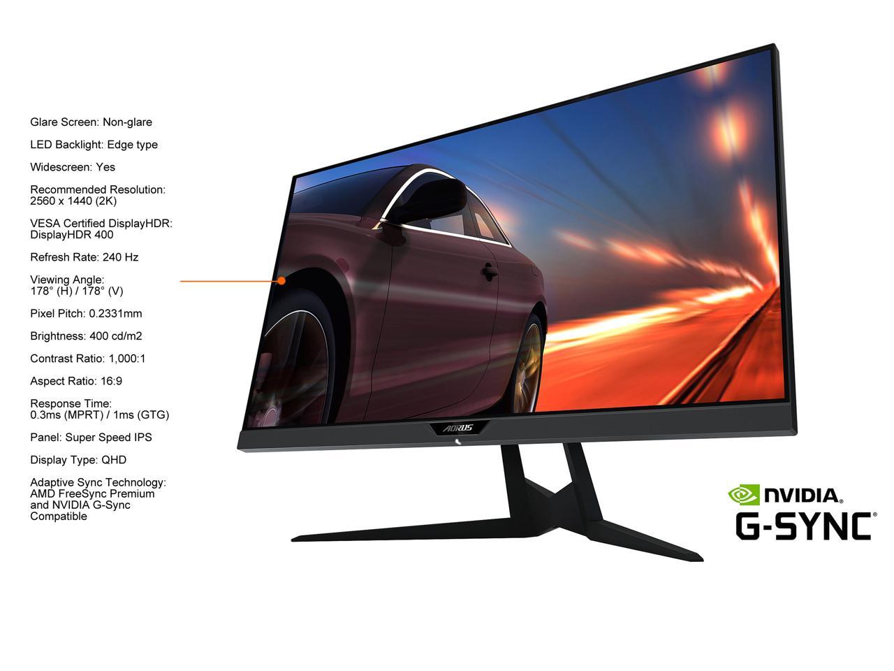 Aorus Fi27q X 27 240hz 1440p Hbr3 G Sync Compatible Ss Ips Gaming Monitor Exclusive Built In Anc 2560 X 1440 0 3ms Response Time Hdr 93 Dci P3 1x Display Port 1 4 2x Hdmi 2 0 2x