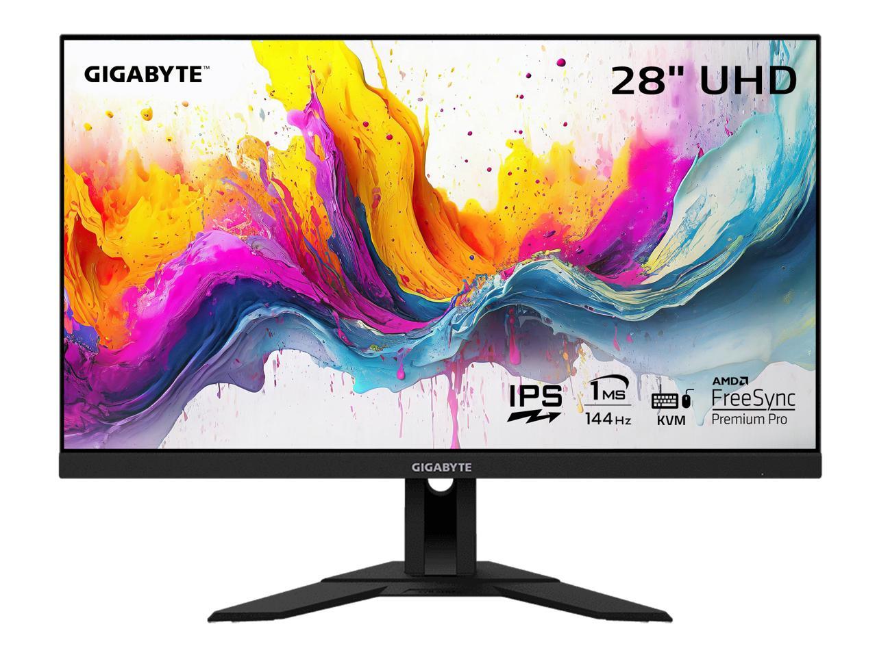 GIGABYTE - M28U - 28" IPS Gaming Monitor - UHD 3840x2160 - 144Hz - 1ms GTG - AMD FreeSync Premium Pro - Type C KVM - HDMI, DP, Type C - Height Adjustable - Black