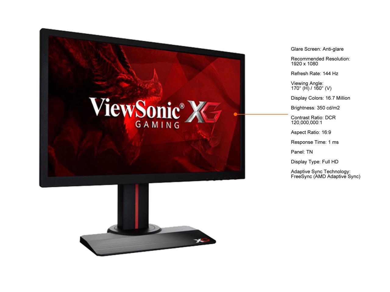 ViewSonic XG2402 24 Inch 1080p 1ms 144Hz Gaming Monitor with FreeSync  Premium Eye Care Advanced Ergonomics ColorX Mode HDMI and DP for Esports
