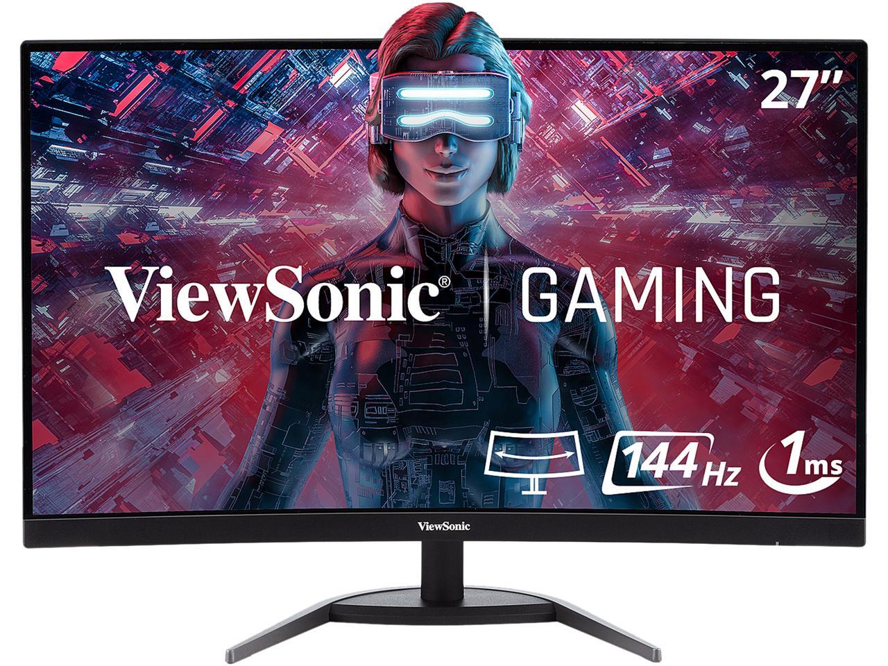 Viewsonic Vx2768 2kpc Mhd 27 Inch Qhd 1440p Curved 144hz 1ms Gaming Monitor With Freesync Premium Eye Care Hdmi And Display Port Newegg Com